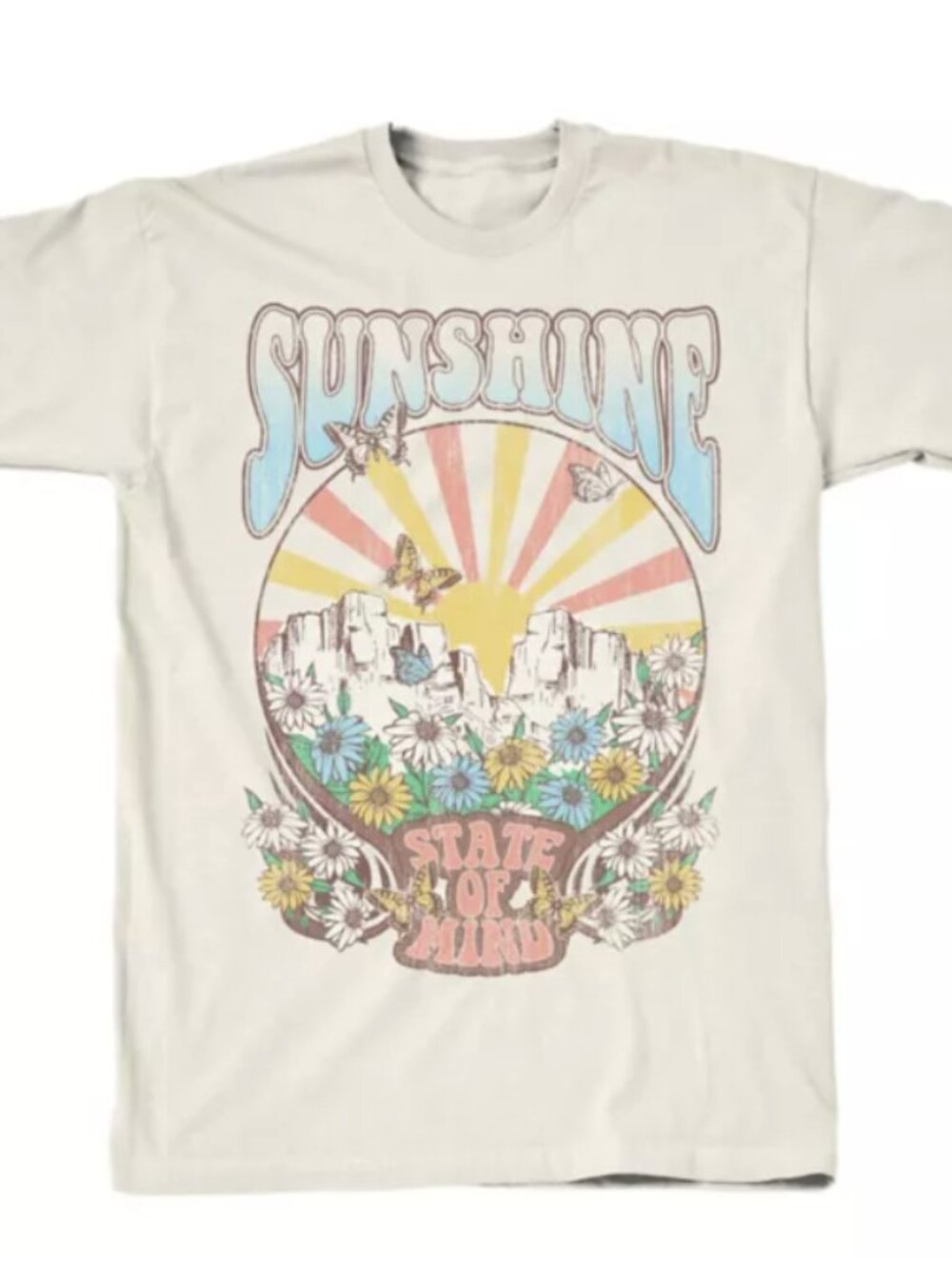 Goodie Two Sleeves Sunshine Retro Tee Women's Beige